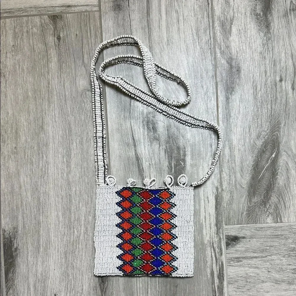 Handcrafted Beaded Crossbody Bag - Multicolor